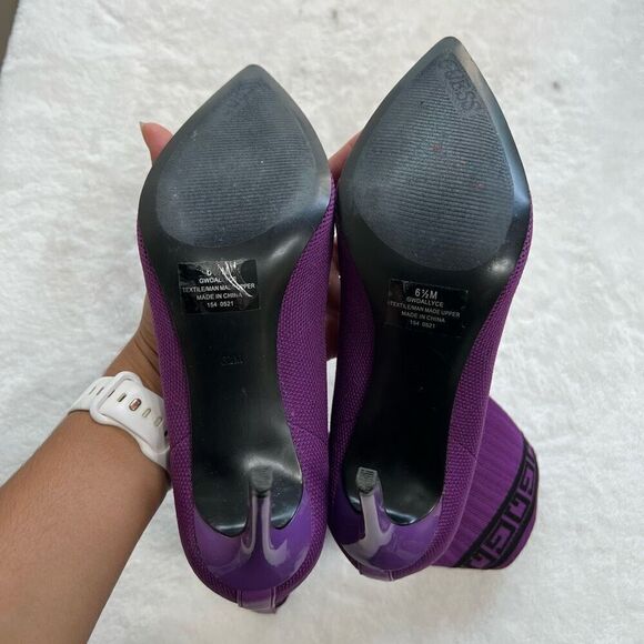 Guess Dallyce Logo Purple Sock Booties 6.5 Women - Picture 9 of 9